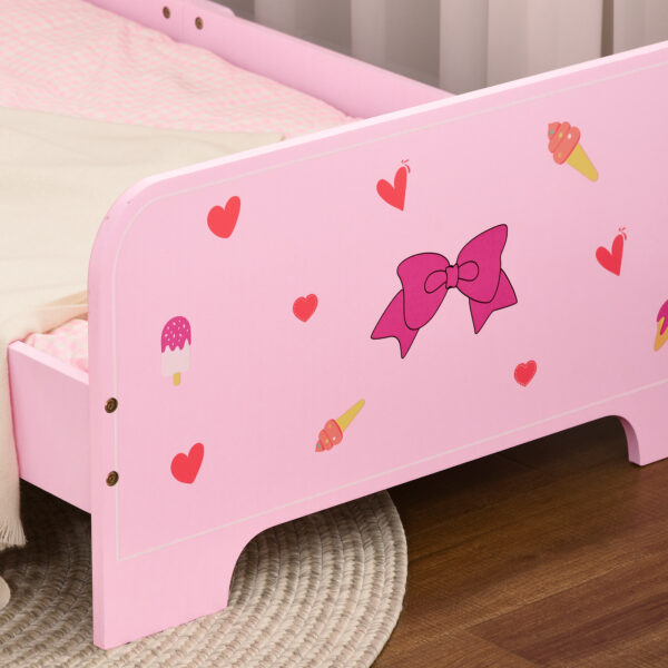 ZONEKIZ Princess-Themed Toddler Bed with Safety Side Rails and Slats, Cute Patterns, Kids Bedroom Furniture, Pink, 143 x 74 x 59 cm   Aosom UK - Image 8