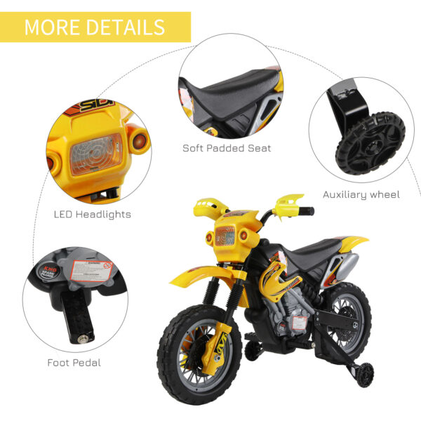 HOMCOM Kids Electric Motorbike Child Ride on Motorcycle 6V Battery Scooter (Yellow)   Aosom UK - Image 7