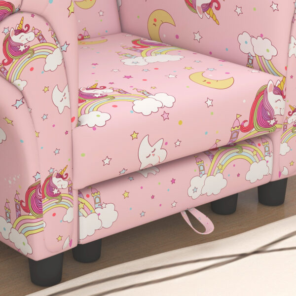 AIYAPLAY 2 Piece Kids Sofa Set with Unicorn Design, Wooden Frame, for 1.5-3 Years Old, Pink   Aosom UK - Image 9