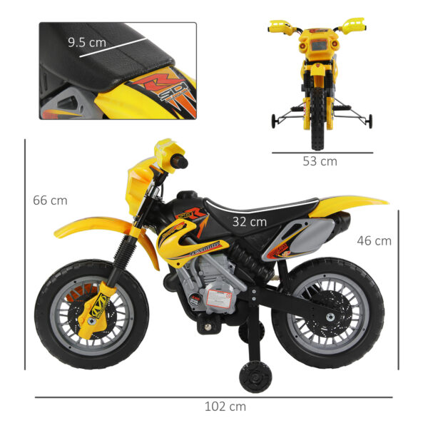 HOMCOM Kids Electric Motorbike Child Ride on Motorcycle 6V Battery Scooter (Yellow)   Aosom UK - Image 3