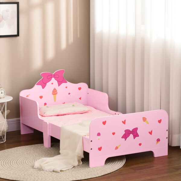 ZONEKIZ Princess-Themed Toddler Bed with Safety Side Rails and Slats, Cute Patterns, Kids Bedroom Furniture, Pink, 143 x 74 x 59 cm   Aosom UK - Image 7