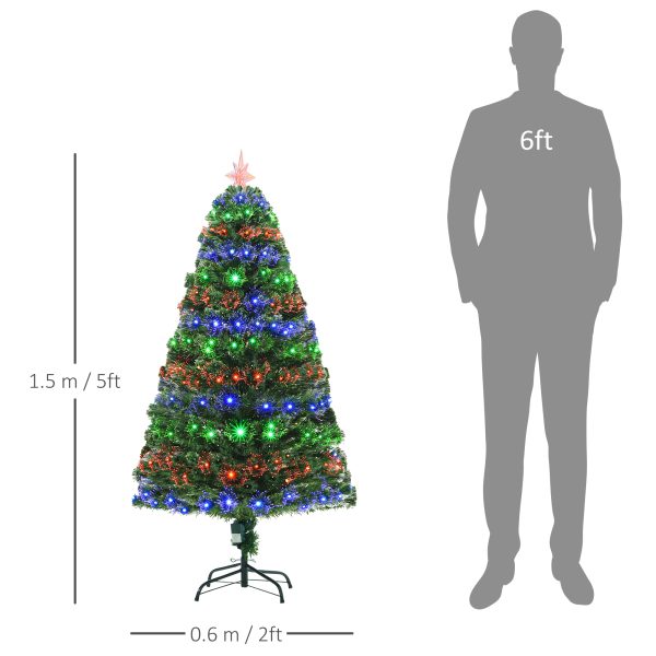 HOMCOM 5ft 150cm Green Fibre Optic Artificial Christmas Tree-Multi   Aosom UK - Image 3