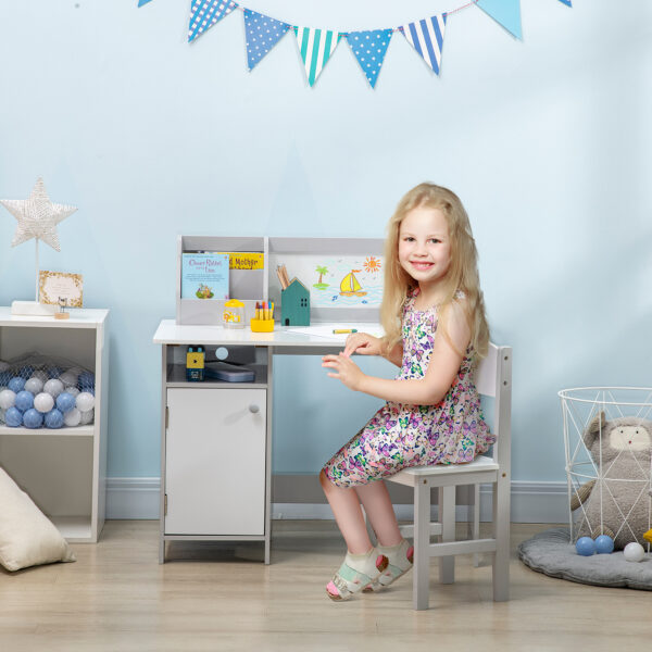 HOMCOM Toddler Activity Station: Table & Chair Set with Dry Erase Top, 2 Piece, Grey   Aosom UK - Image 2