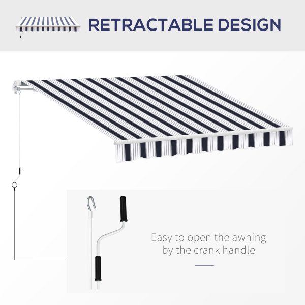 Outsunny 2.5m x 2m Garden Patio Manual Awning Canopy Sun Shade Shelter Retractable with Winding Handle Blue White   Aosom UK - Image 5