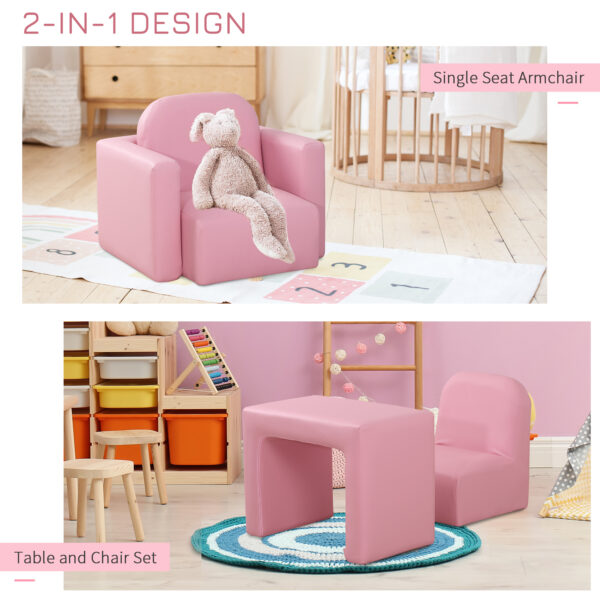 HOMCOM 2 In 1 Toddler Sofa Chair, 48 x 44 x 41 cm, for Game Relax Playroom, Pink   Aosom UK - Image 4