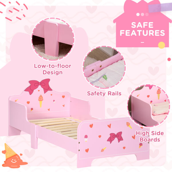 ZONEKIZ Princess-Themed Toddler Bed with Safety Side Rails and Slats, Cute Patterns, Kids Bedroom Furniture, Pink, 143 x 74 x 59 cm   Aosom UK - Image 5