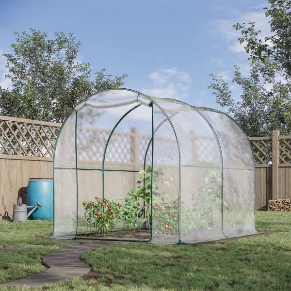 Outsunny Walk-in Polytunnel Greenhouse with Roll-up Door Transparent Tunnel Greenhouse with Steel Frame and PVC Cover, 2.5 x 2m   Aosom UK - Image 2