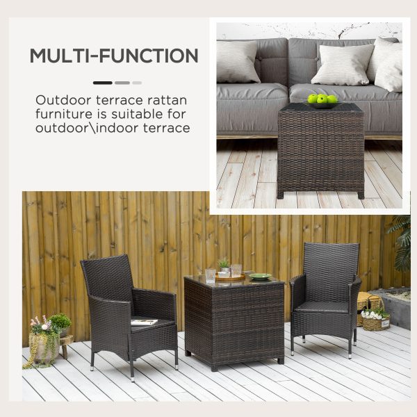 Outsunny Rattan Garden Side Table: Weather-Resistant Frame with Tempered Glass Top, Rustic Brown   Aosom UK - Image 5