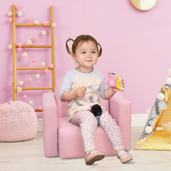 HOMCOM 2 In 1 Toddler Sofa Chair, 48 x 44 x 41 cm, for Game Relax Playroom, Pink   Aosom UK - Image 2