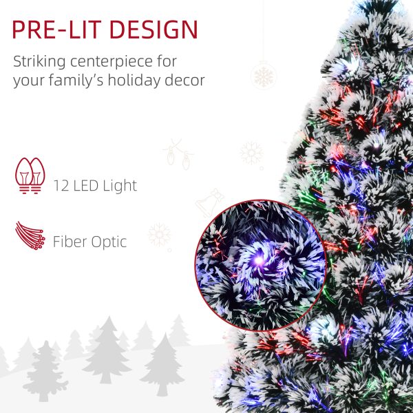 HOMCOM 3ft 90cm Green/White Artificial Christmas Tree W/ Prelit LED   Aosom UK - Image 4