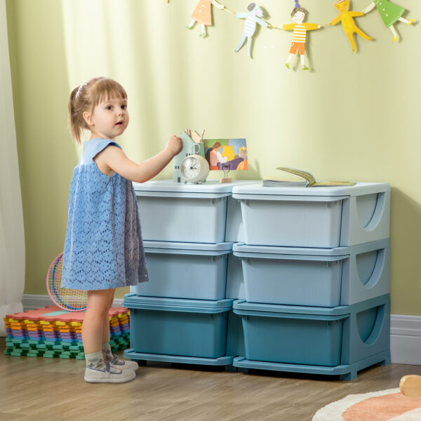 HOMCOM Kids Storage Unit, with Six Drawers - Blue   Aosom UK - Image 2