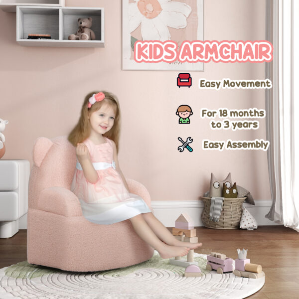 AIYAPLAY Kids Sofa Kids Armchair, Bear Shaped Toddler Chair for Bedroom Playroom Living Room, Aged 18 Months to 3 Years, Pink   Aosom UK - Image 5