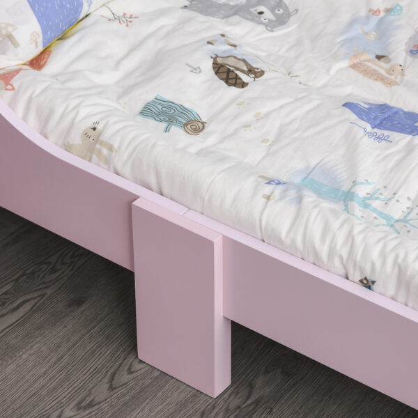 HOMCOM Kids Wooden Bed with Crown Modeling Safety Side Rails Easy to Clean Perfect Gift for Toddlers Girls Age 3 to 6 Years Old Pink   Aosom UK - Image 7