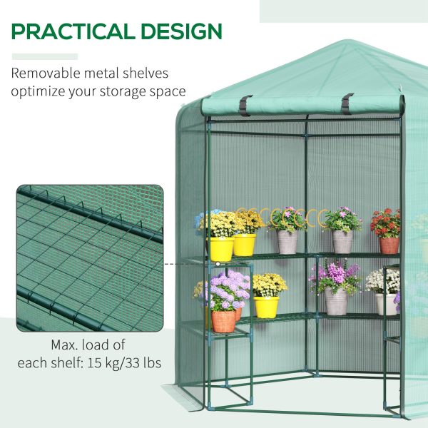 Outsunny Hexagon Walk In Garden Greenhouse PE Planter Flower Growth with Zipped Door 225 x 194 x 215H cm   Aosom UK - Image 7