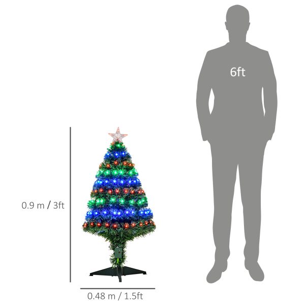 HOMCOM 3ft 90cm Fiber Optic Xmas Tree Artificial Christmas Tree   Aosom UK - Image 3