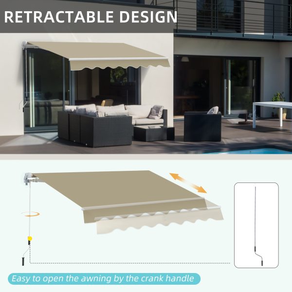 Outsunny 2.5x2 m Manual Retractable Awning-Beige Canopy/White Frame - Image 7