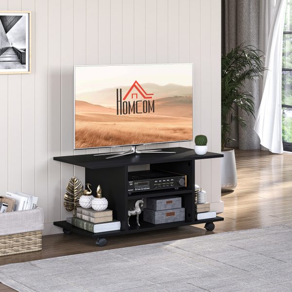 HOMCOM Modern TV Stand with Storage Shelves, Sleek Design for Living Rooms, Space-Saving, Black   Aosom UK - Image 2