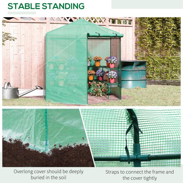 Outsunny Hexagon Walk In Garden Greenhouse PE Planter Flower Growth with Zipped Door 225 x 194 x 215H cm   Aosom UK - Image 5