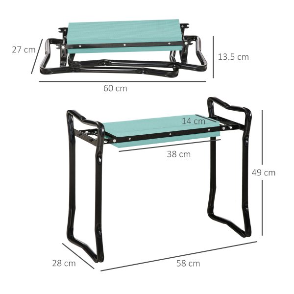 Outsunny Foldable Garden Kneeler and Seat, 2-in-1 Kneeling Pad and Bench, Portable Knee Protection, Green   Aosom UK - Image 3