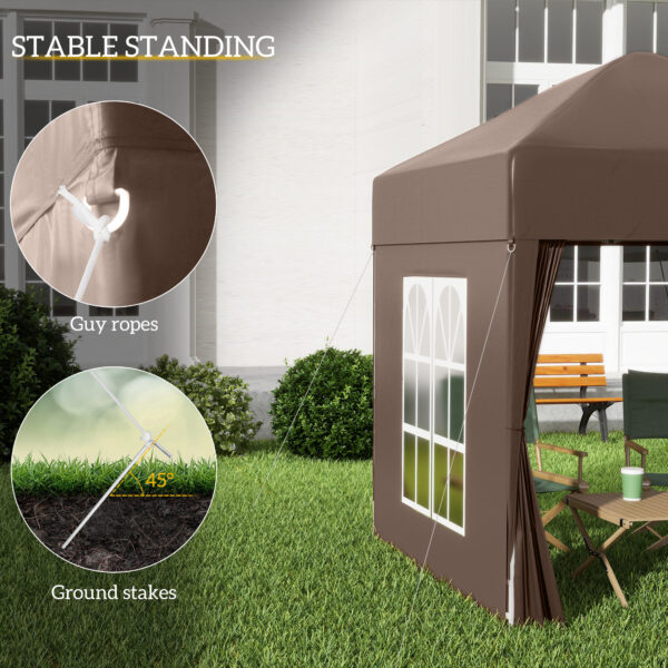 Outsunny Pop Up Gazebo Canopy, size (2 x 2m)- Coffee   Aosom UK - Image 6