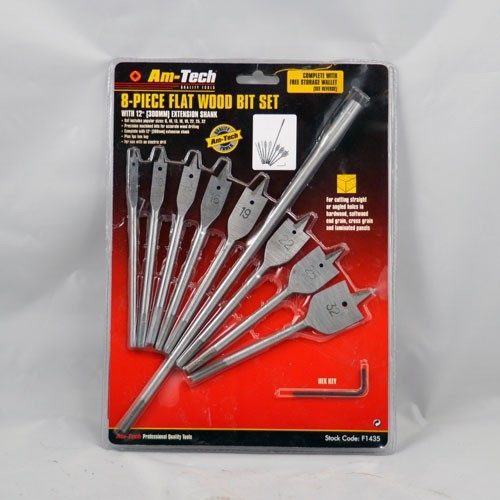 8pc Flat Wood Bit Set