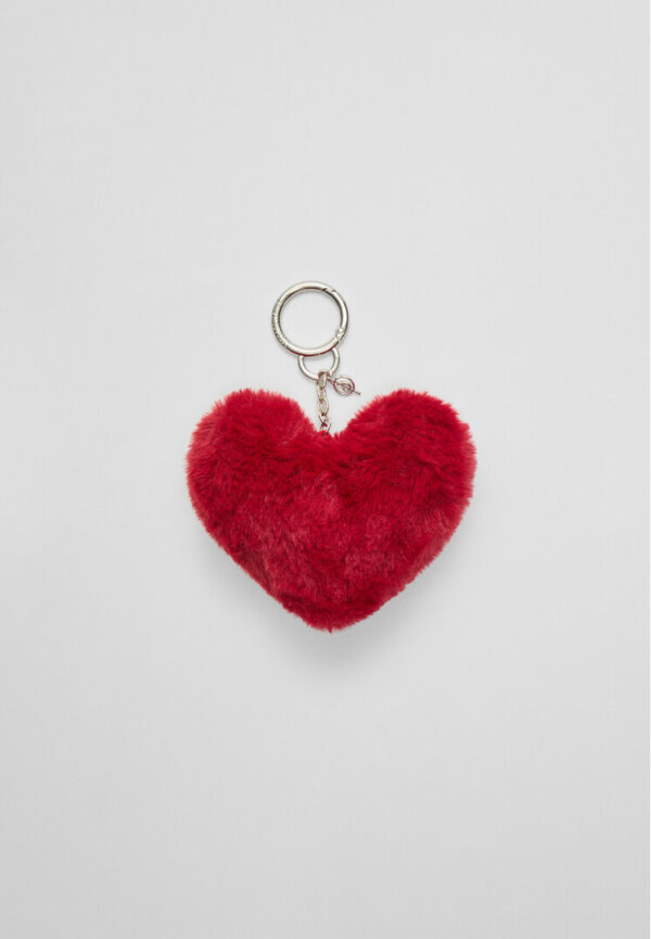 Stradivarius Faux fur heart charm  Burgundy OS