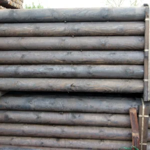 UK 2.4m x 150mm Creosoted Machined Round Strainer Post Pointed