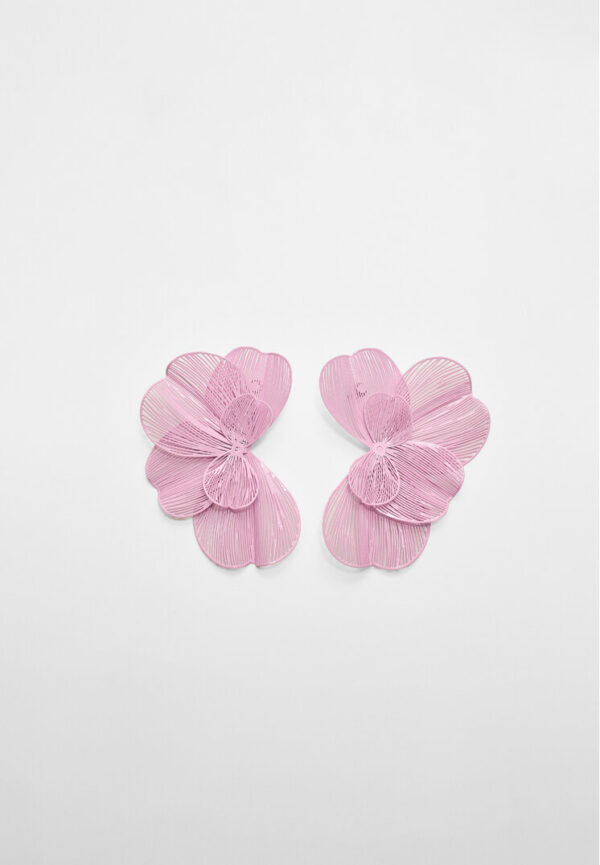 Stradivarius Maxi flower fan earrings  Pink OS