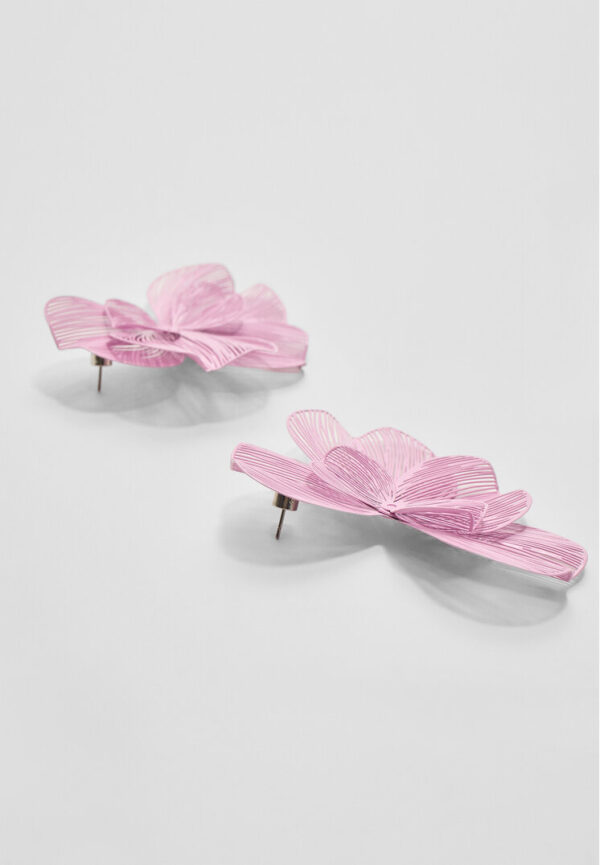 Stradivarius Maxi flower fan earrings  Pink OS - Image 2