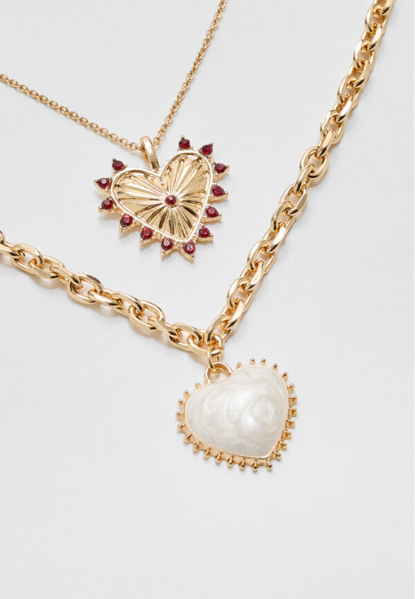Stradivarius Set of 3 heart necklaces  Gold OS - Image 2