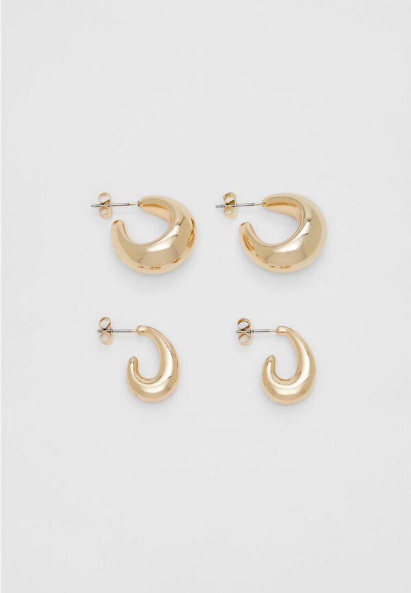 Stradivarius Set of 2 pairs of hoop earrings  Gold OS