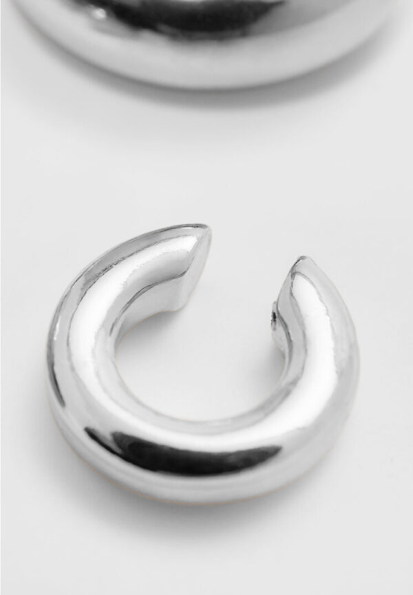 Stradivarius Set of 2 drop and hoop earrings and ear cuff  Grey OS - Image 2