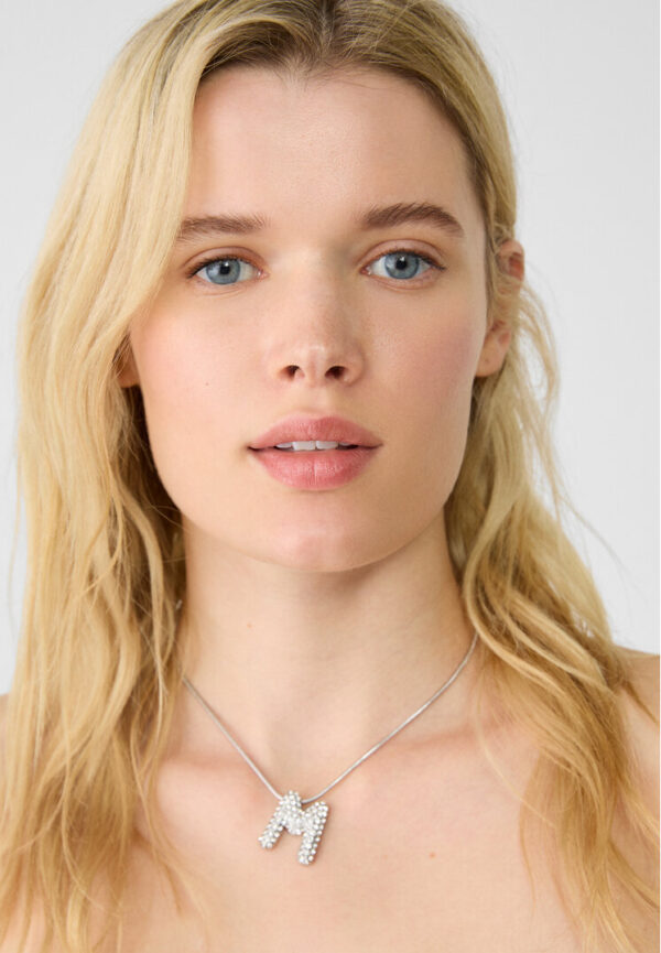 Stradivarius Necklace with rhinestone initial   OS - Image 3