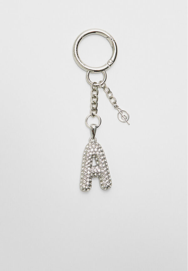 Stradivarius Key ring featuring an initial charm with rhinestones   OS