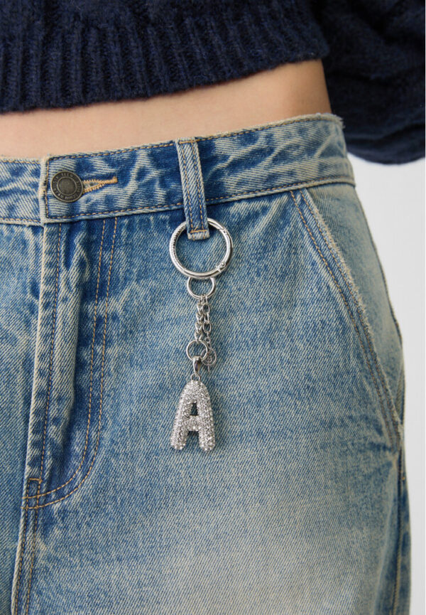 Stradivarius Key ring featuring an initial charm with rhinestones   OS - Image 3