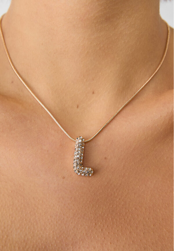 Stradivarius Necklace with rhinestone initial   OS - Image 3