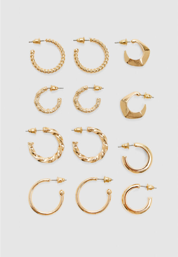 Stradivarius Set of 6 pairs of basic earrings  Gold OS