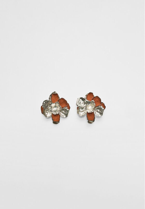 Stradivarius Contrast flower earrings  Grey OS