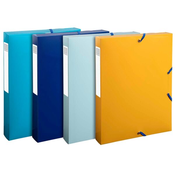 Exacompta Bee Blue PP Box File A4 Pack of 8 Assorted Colours, none