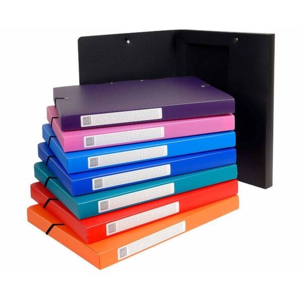 Exacompta Uni Elastic Box File A4 Pack of 8 Assorted, none