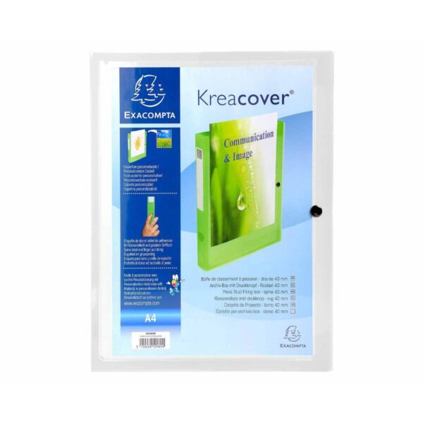 Exacompta Kreacover Stud Box File A4 Pack of 5 Clear, none