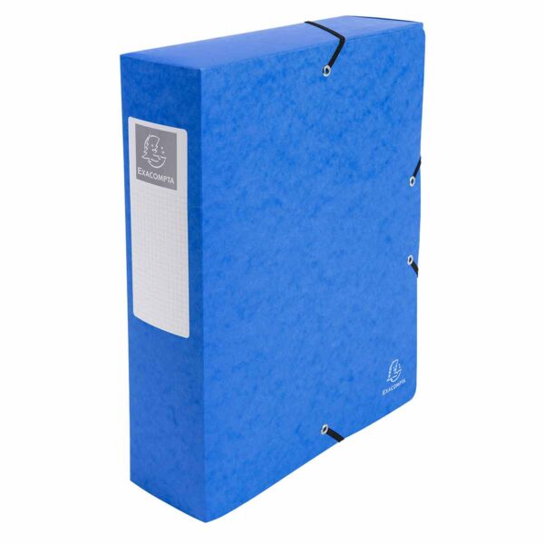 Exacompta Elasticated Box File Pressboard A4 80mm Pack of 6, Blue