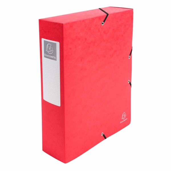 Exacompta Elasticated Box File Pressboard A4 80mm Pack of 6, red