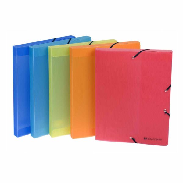 Exacompta Linicolor Elasticated Box File PP A4 25mm Pack of 17, Assorted