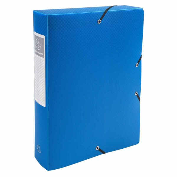 Exacompta Elasticated Opaque Polypropylene Box File A4 60mm Pack of 8, Blue