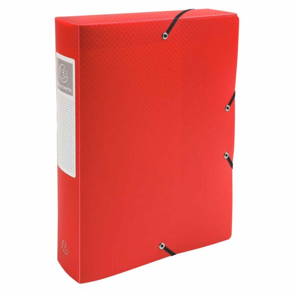 Exacompta Elasticated Opaque Polypropylene Box File A4 60mm Pack of 8, red