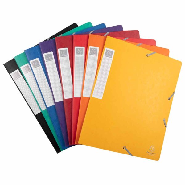 Exacompta Elasticated Box File Pressboard A4 40mm Pack of 10, Assorted