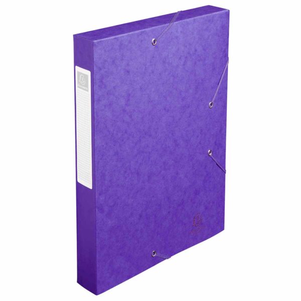 Exacompta Elasticated Box File Pressboard A4 40mm Pack of 10, Purple