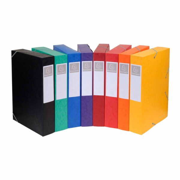 Exacompta Elasticated Box File Pressboard A4 60mm Pack of 10, Assorted