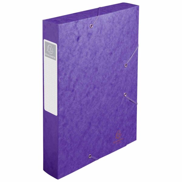 Exacompta Elasticated Box File Pressboard A4 60mm Pack of 10, Purple